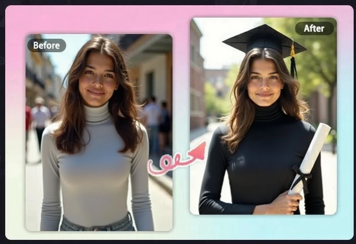 Studio-quality AI graduation photo