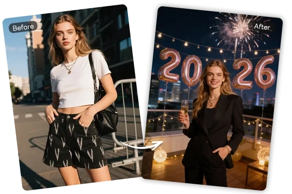 Neujahrsfilter Vorher und Nachher anwenden