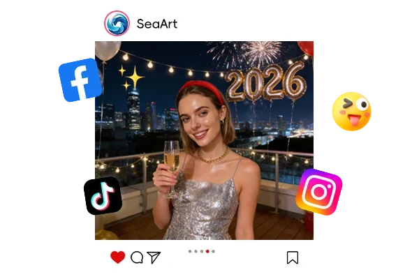 KI-generiertes NYE-Filterbild teilen