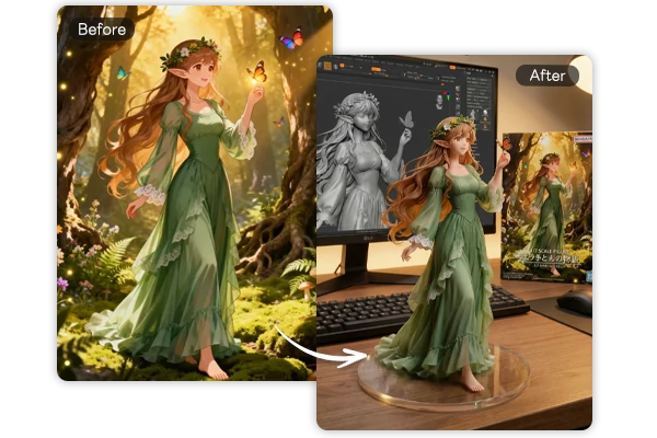 Convert an anime character to an AI 3D figure