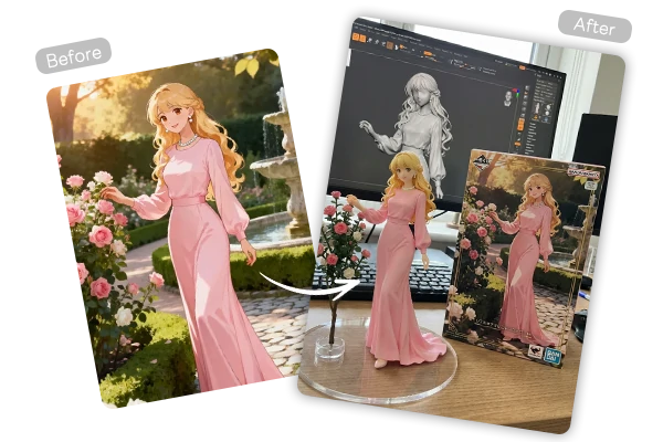 Convert a portrait to 3D model style AI image