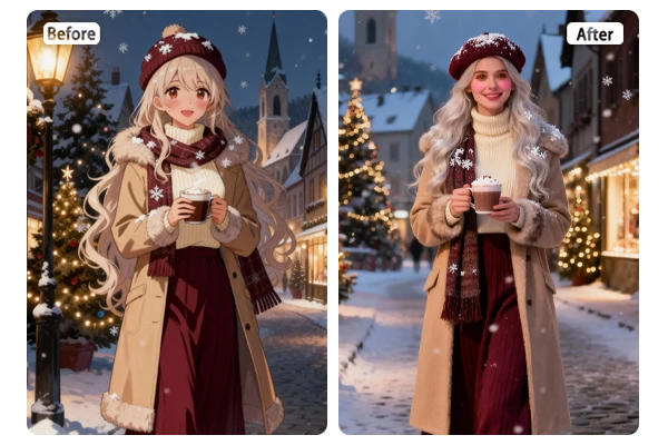 Turn anime into real photo for cosplay