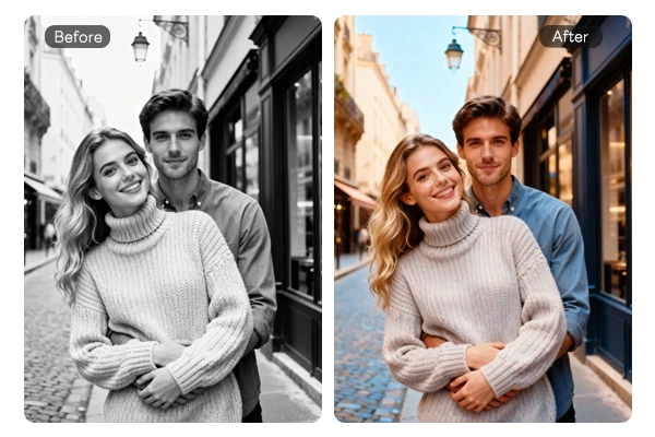 モノクロ写真に色を加える