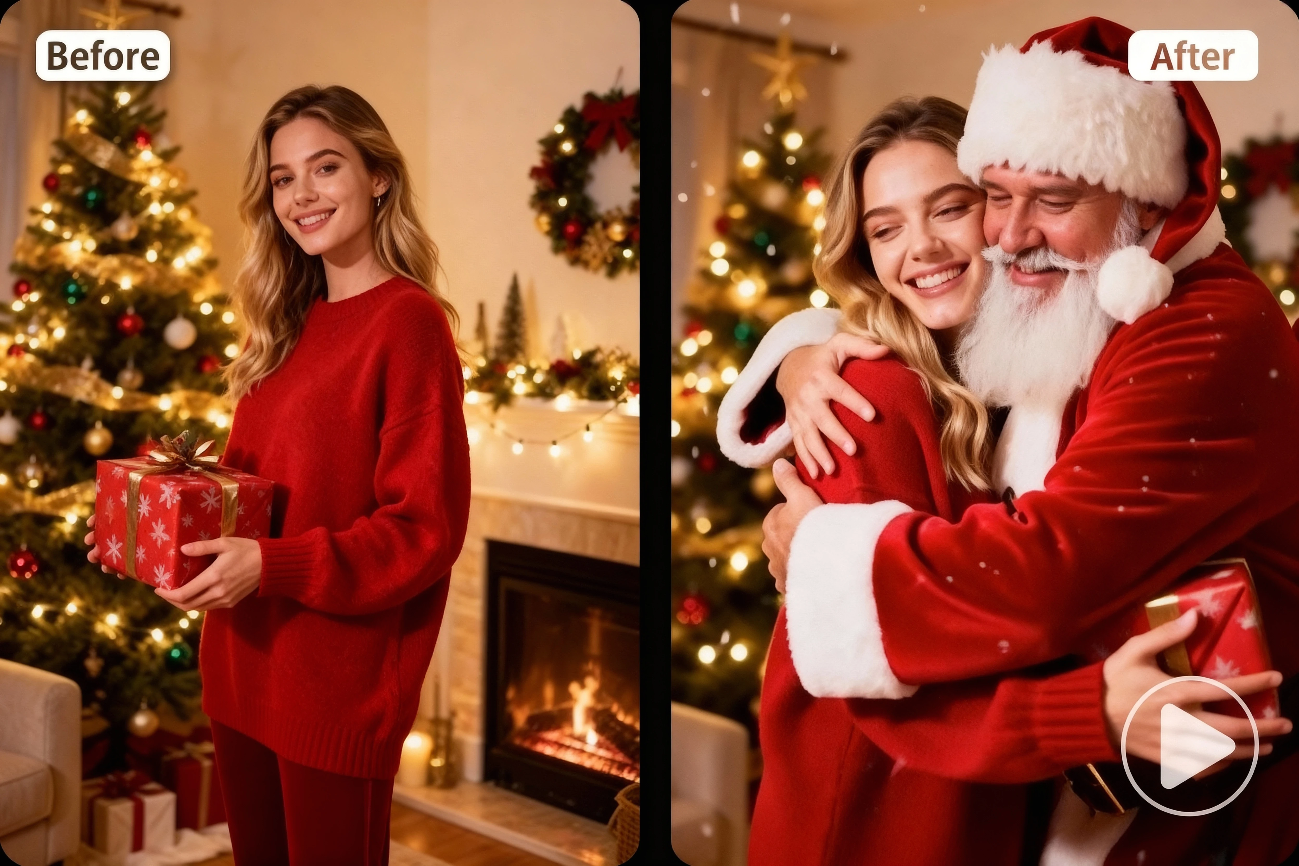 Convert a photo to AI santa hug video