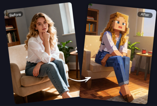 Comparación de arte pixelado de Minecraft 2