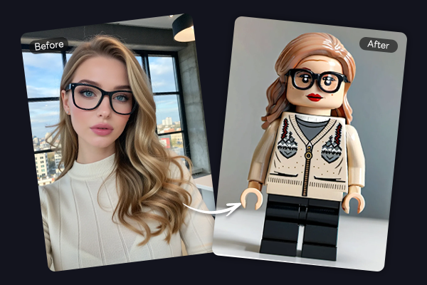 The picture becomes LEGO style