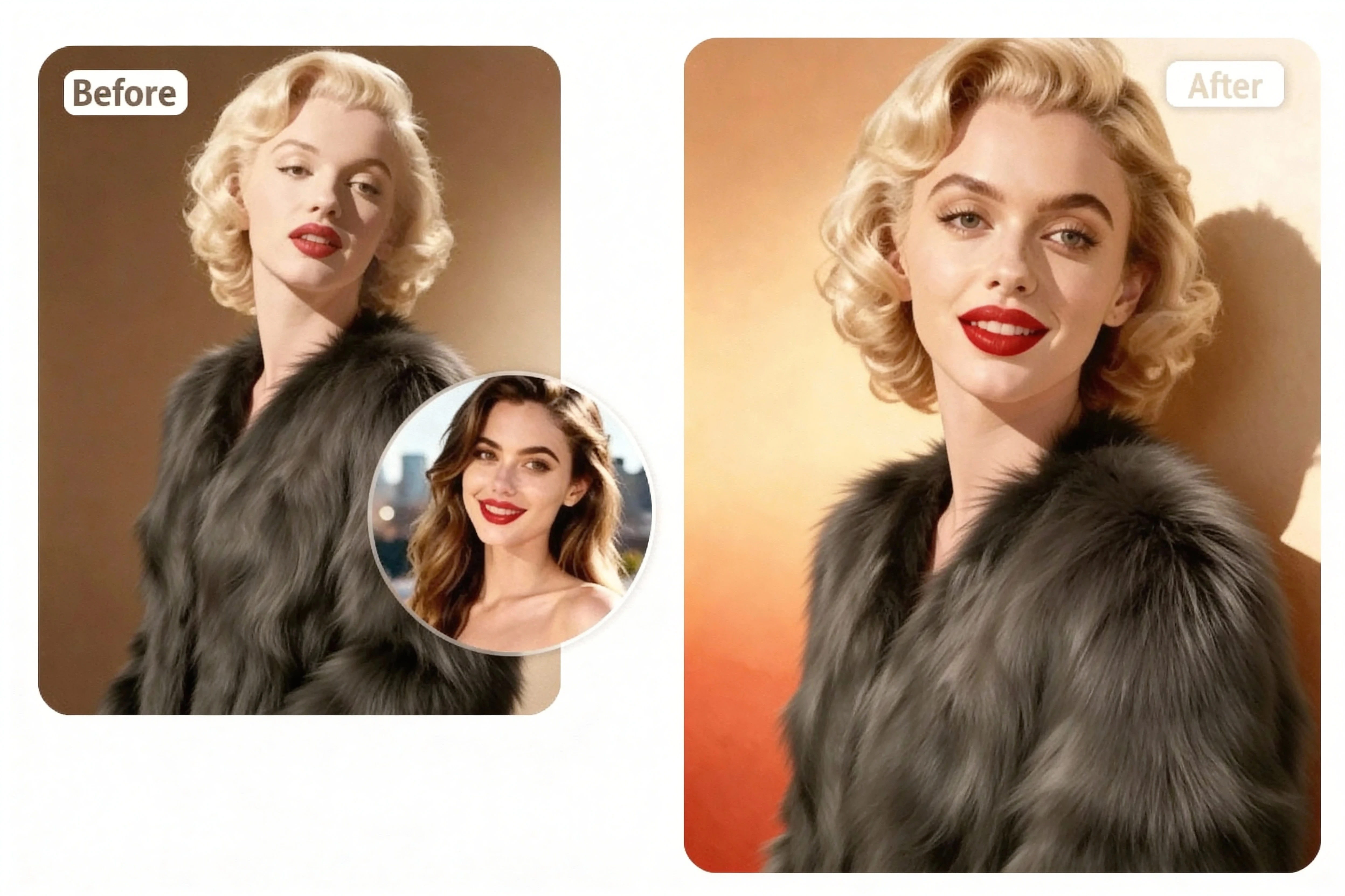 Wan 2.2 AI Face Swap tool interface showing face replacement process