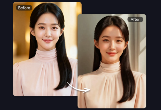 光泽照明效果的前后对比