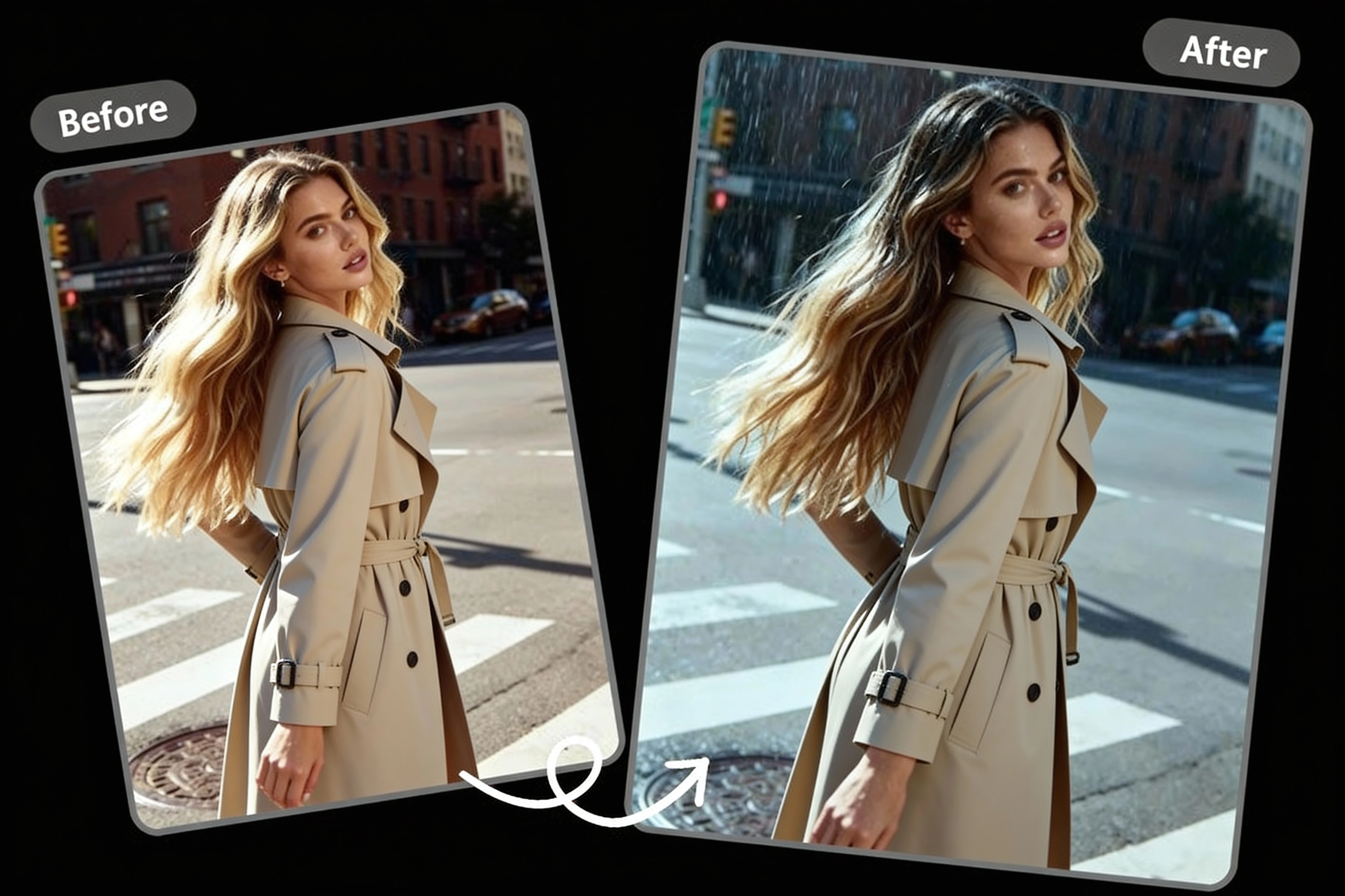 Add Rain AI Effect in the Photo Before and After