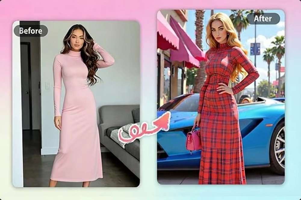 Selfie transformado al estilo Barbie con IA