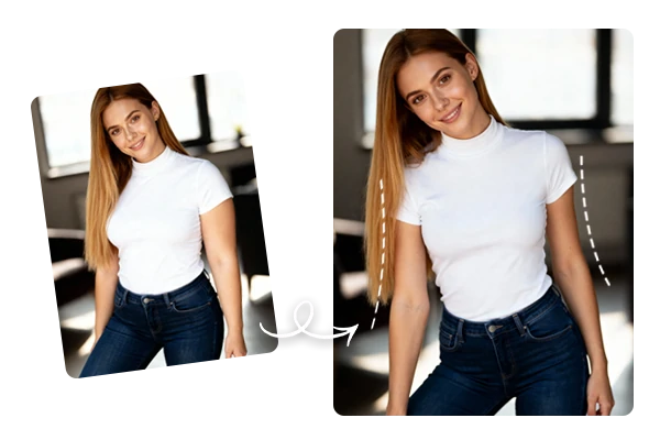 뚱뚱-날씬 필터 사용 전후 사진 향상