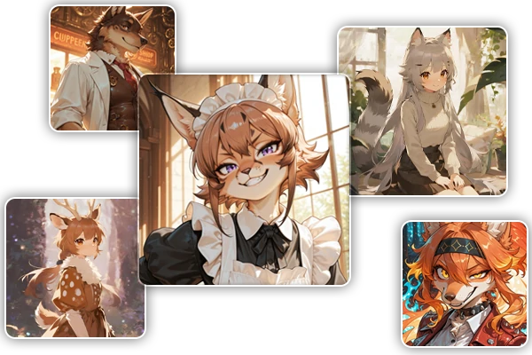 Multiple AI furry art images