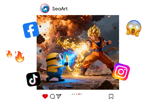 Share AI-generated crossover fights on social media