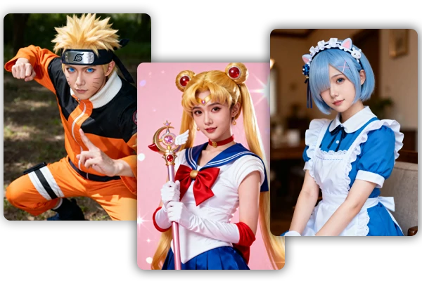 Arte de cosplay de anime generado por IA