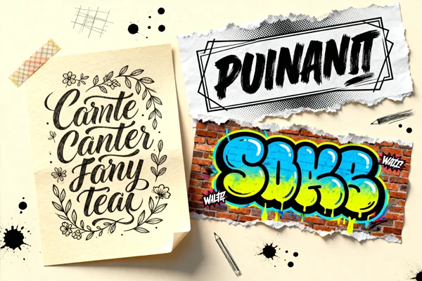 AI fonts used in logo poster and tattoo