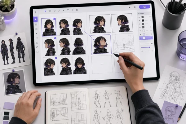 camera angle prompts replaced by a visual batch of portrait angle references