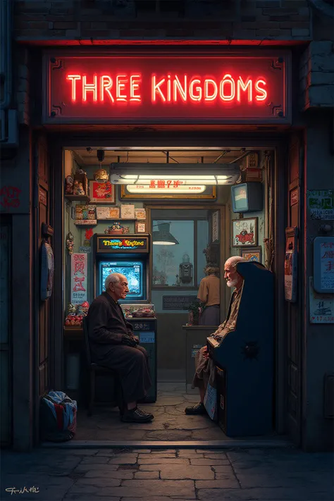 Two people in front of arcade machine