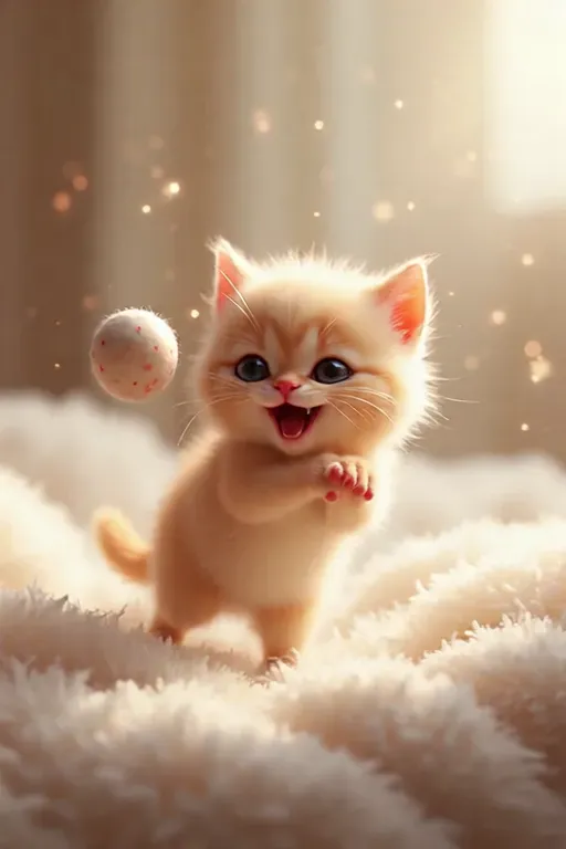 阳光下玩耍的模糊小猫