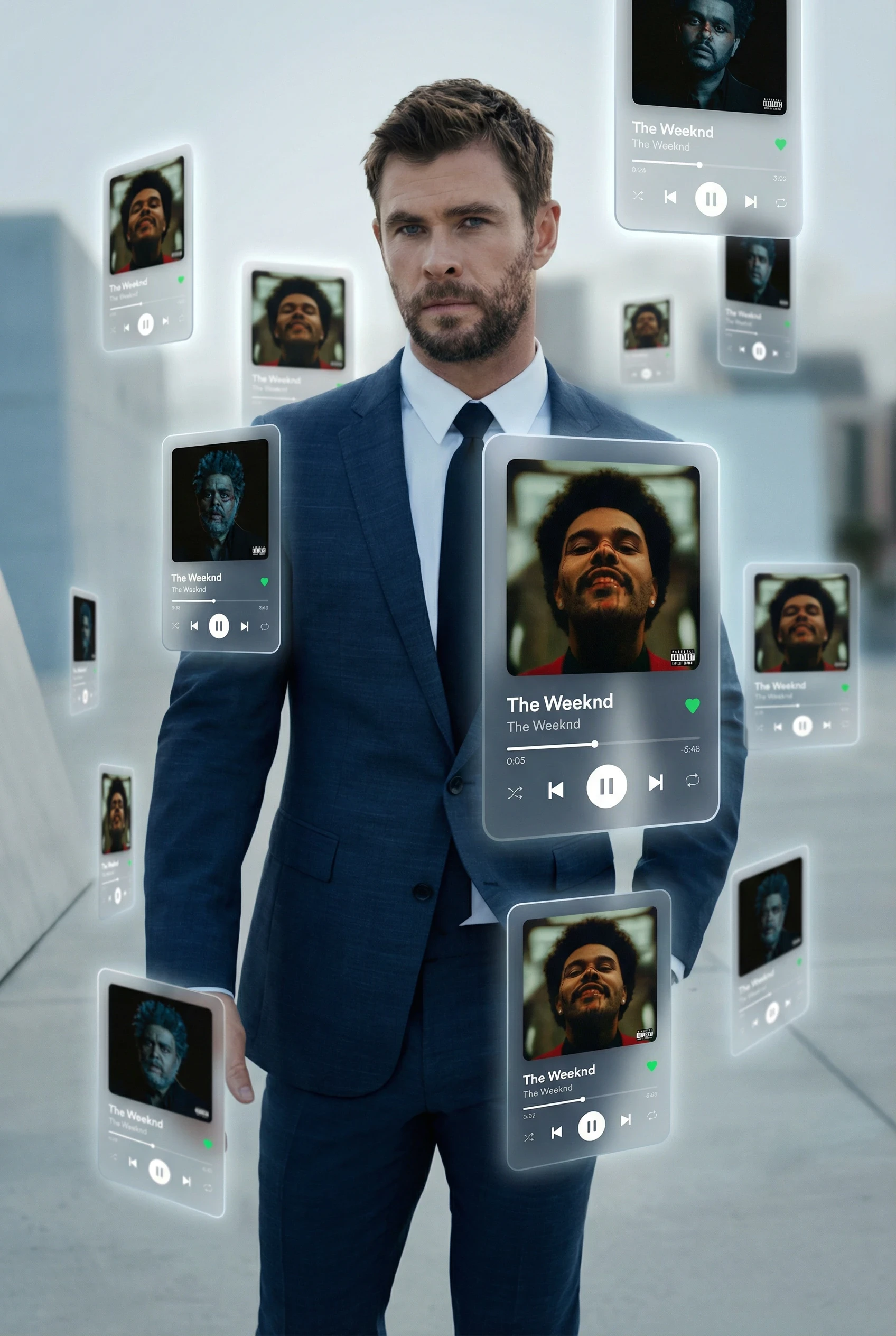 floating music players and man