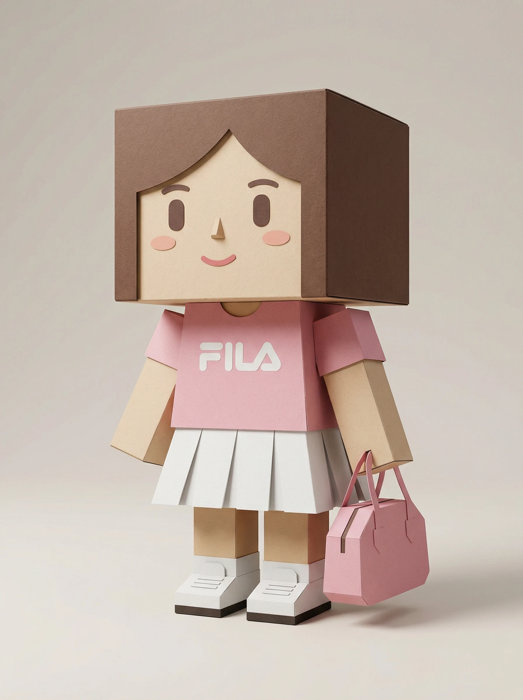 Figura infantil de papel, atuendo rosa