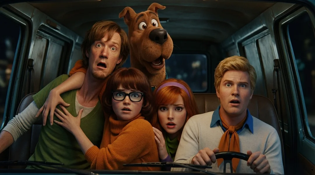 animated characters sitting in a van