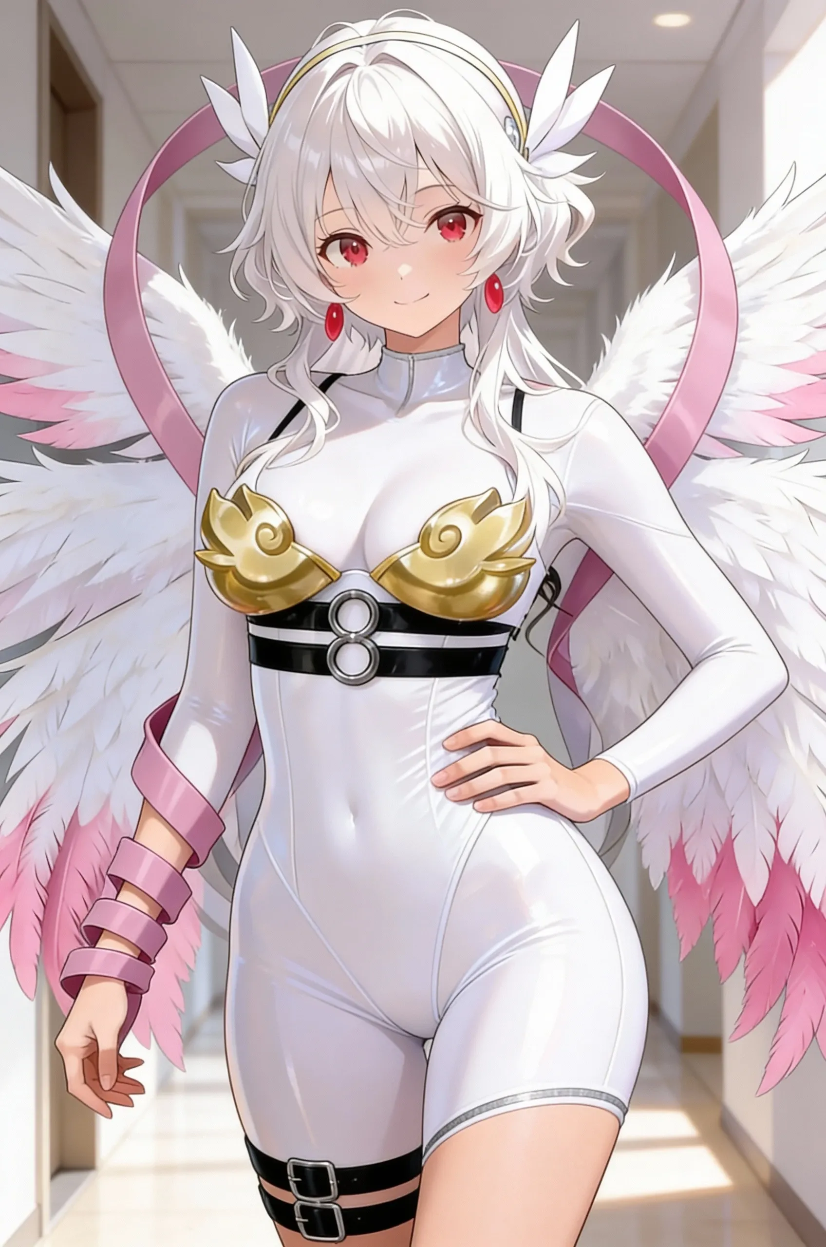 Anime character with wings, white outfit