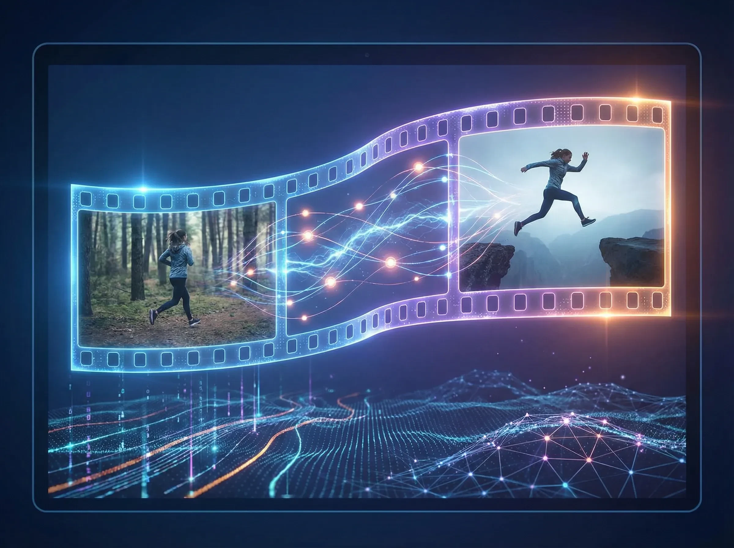 Digital film strip, running and jumping
