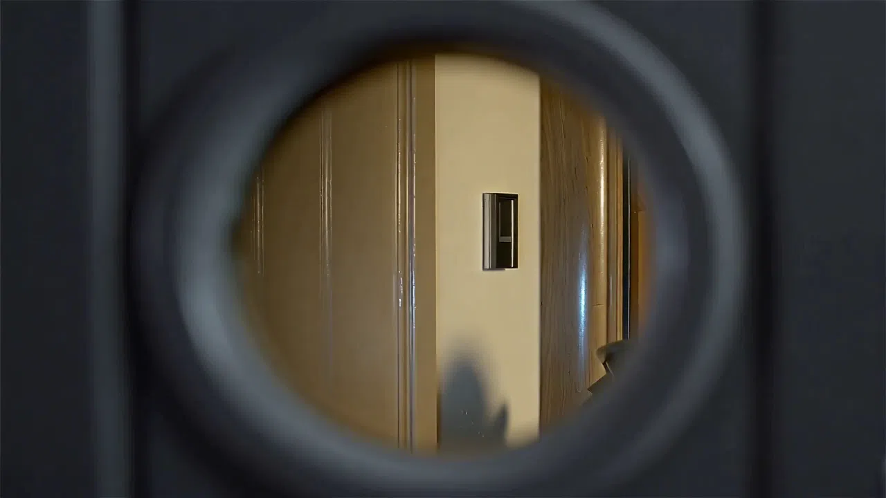 view through peephole to interior