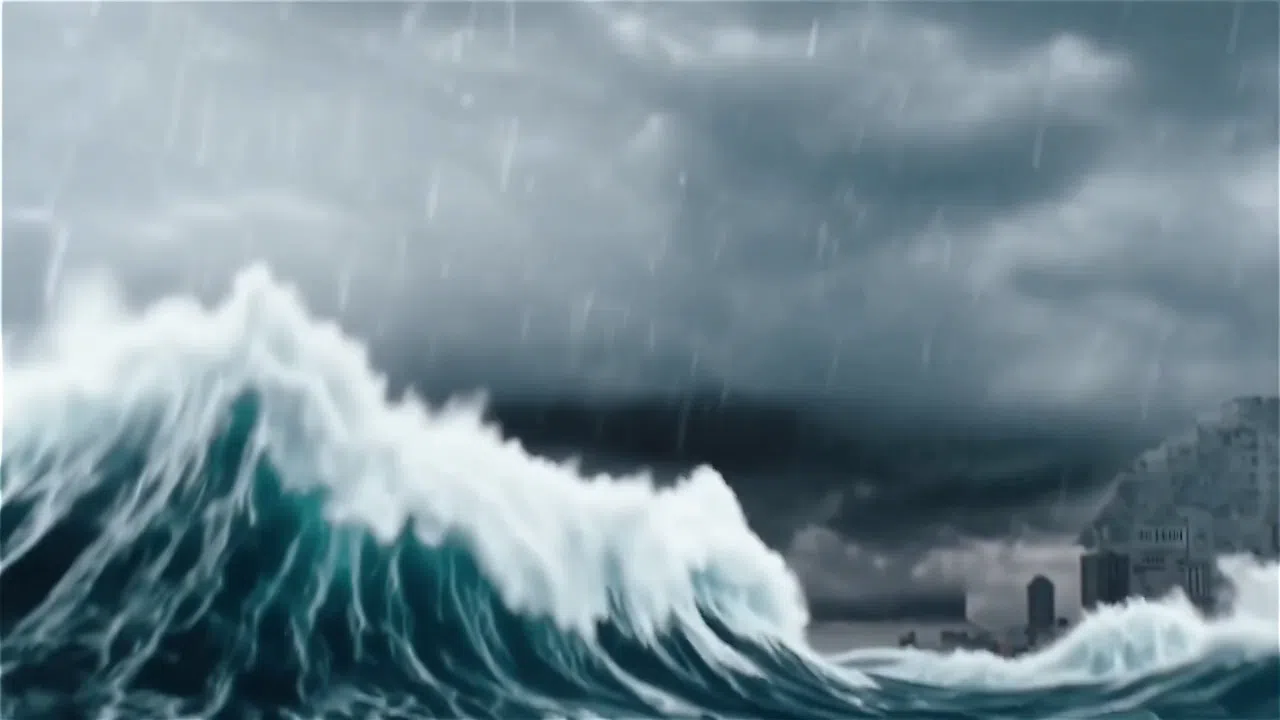 Large wave in stormy sea