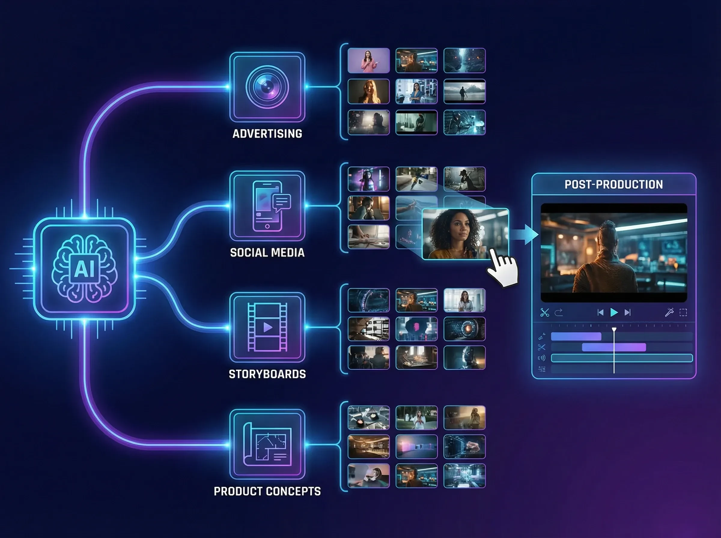 AI media content organization diagram