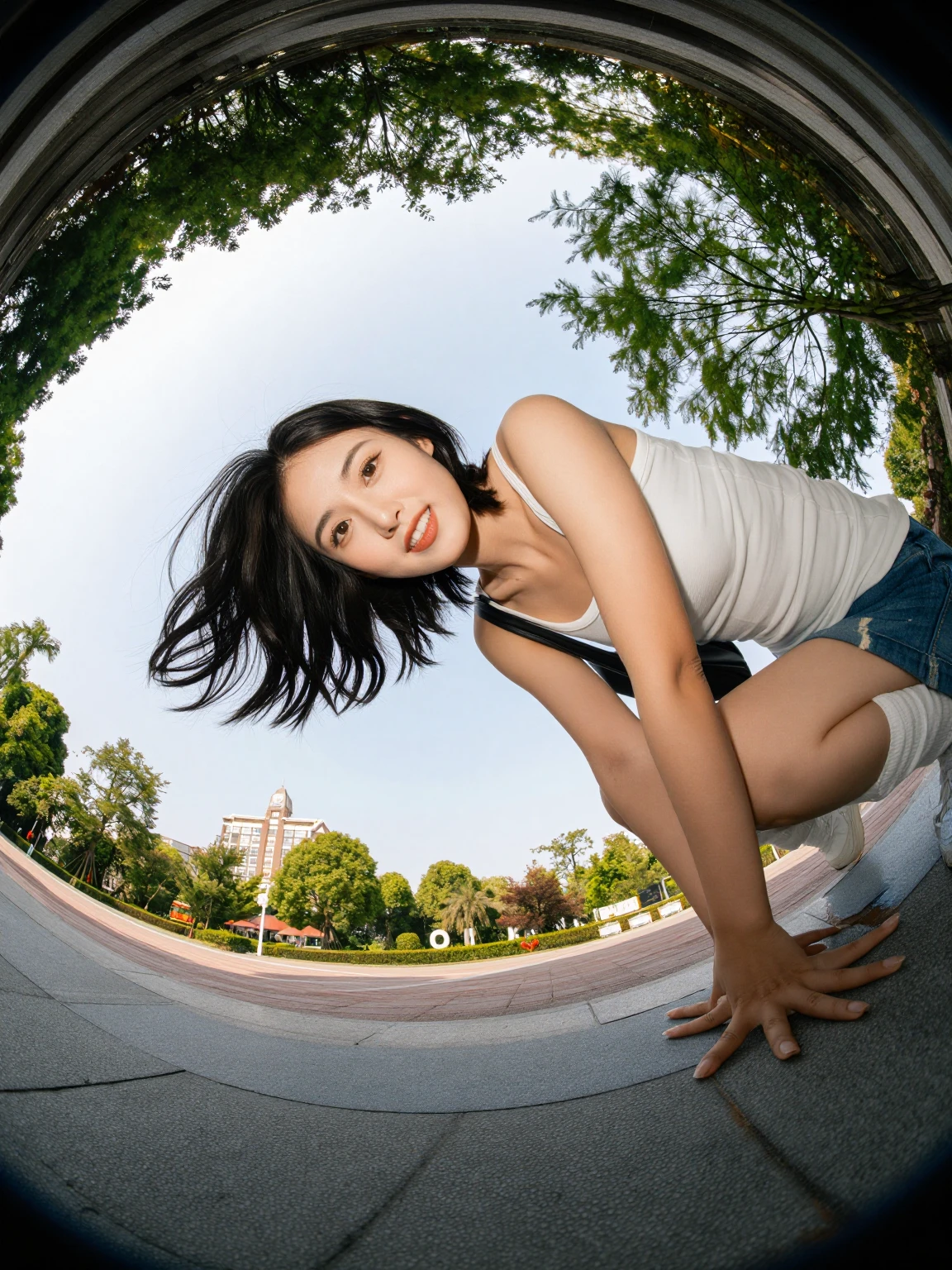 wide-angle shot of park scene
