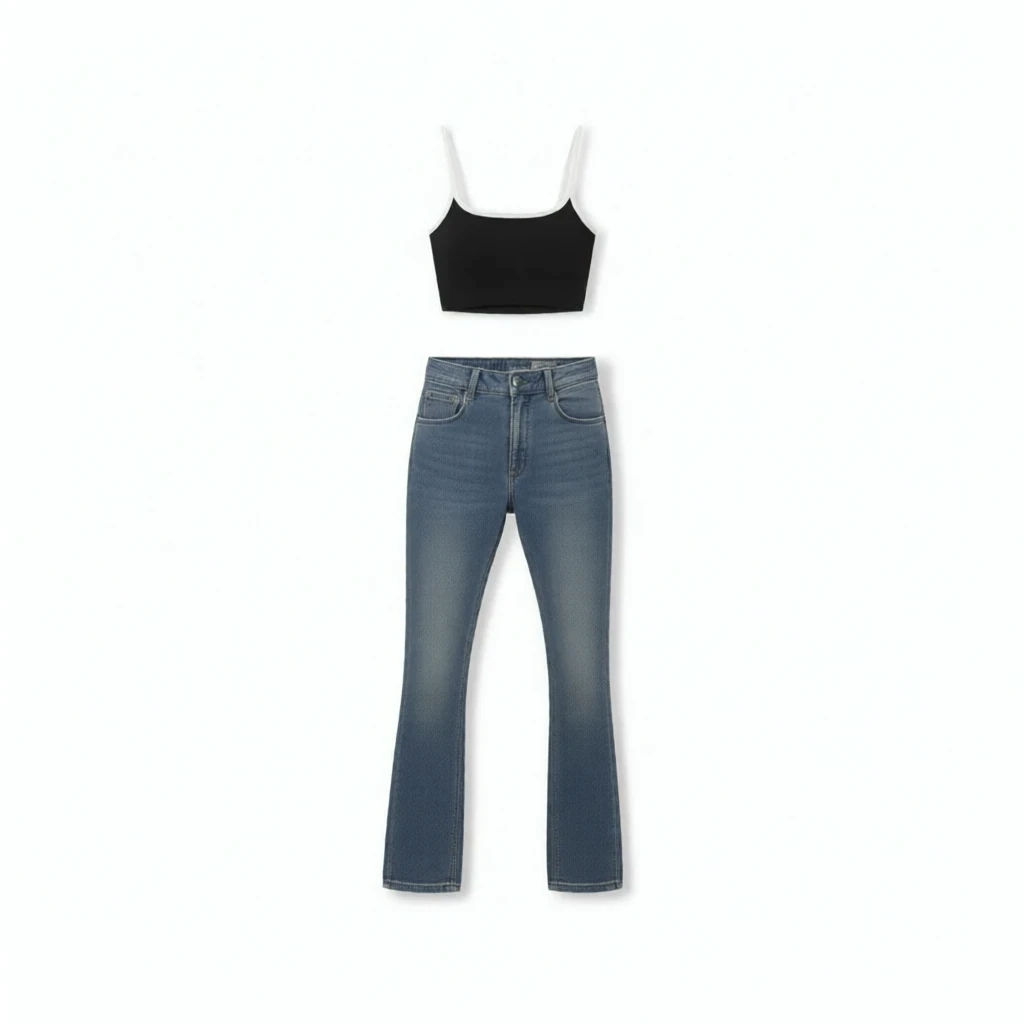jeans and black crop top outfit