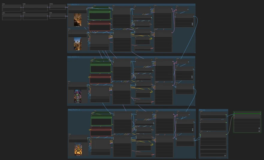 graphic layout with visual programming diagram