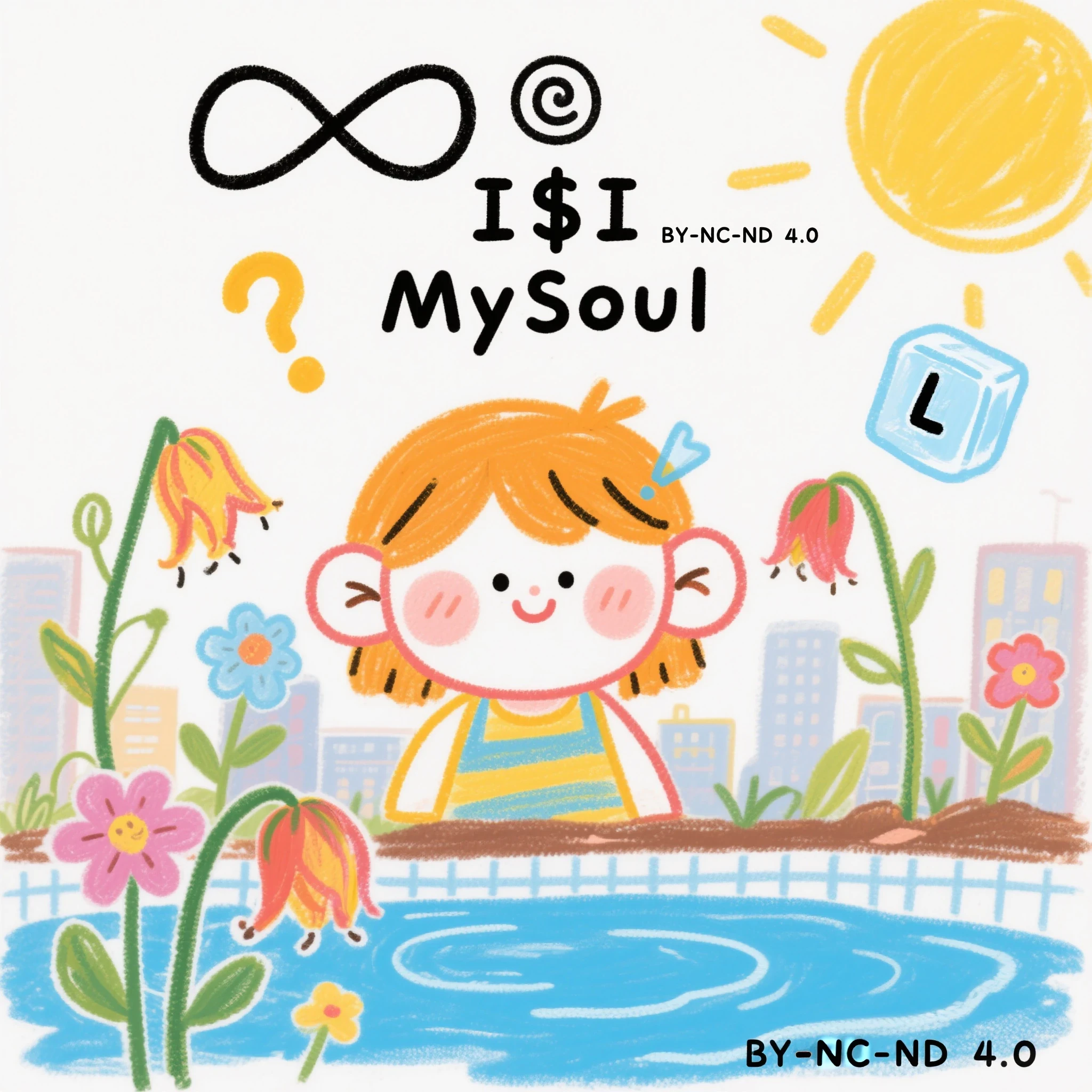 Colorful cartoon child with flowers