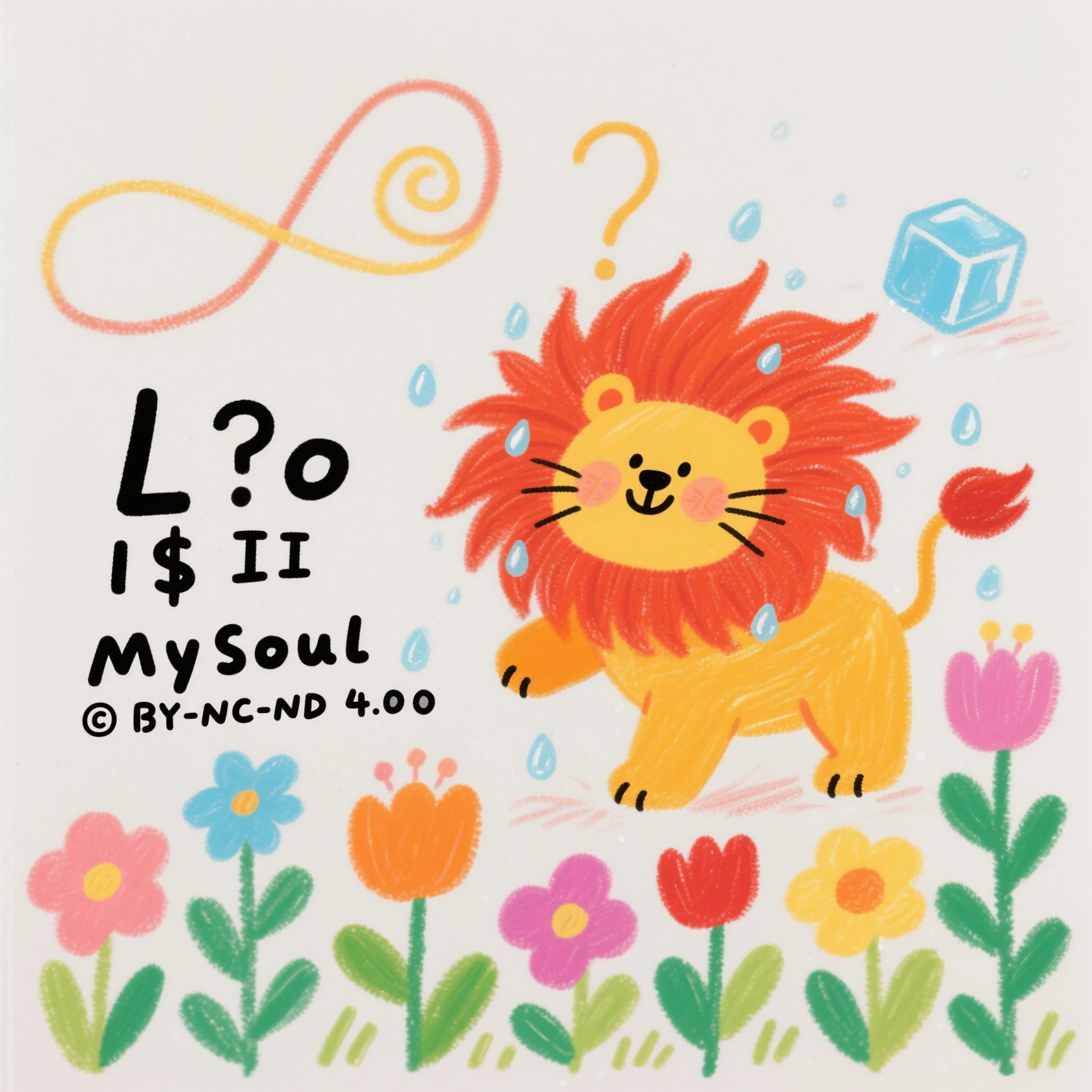 cute lion and flower garden illustration