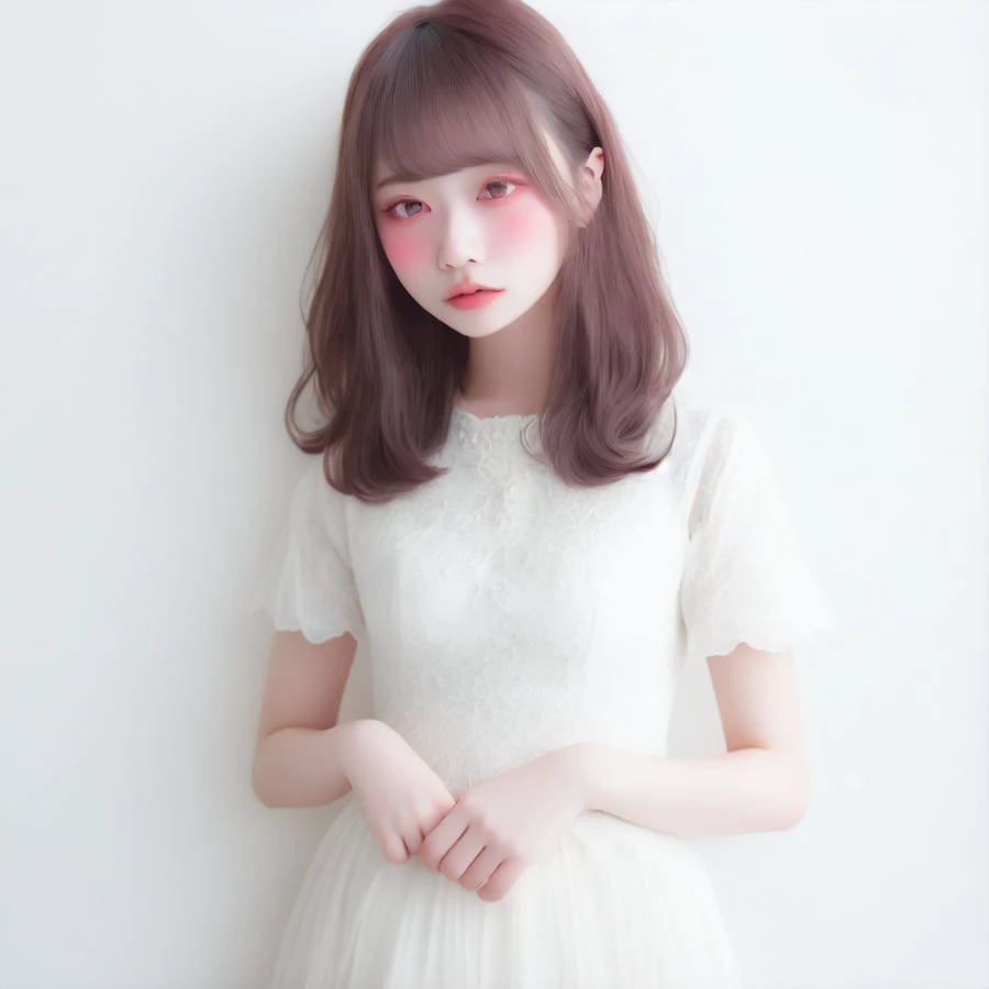 (masterpiece, best quality,:1.2)
1girl, (solo:1.3) small breasts, (cowboy shot,:1.3)
(waifu, realistic, real life, exceptional, best aesthetic, new, newest, best quality, masterpiece:1.2)
(soft_lighting, soft_skin_tone:1.3) (detailed eye:1.2)
(white background, simple background,:1.2),
(white OOTD:1.4),