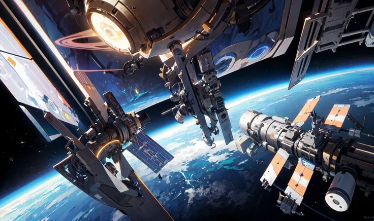 cetus.solar system,orion,art by Eagelaxis,(1girl),kindred,metal gear,mechanical,space station