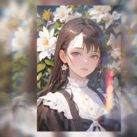 realistic, painting, portrait of a girl,Lolita,flowers
