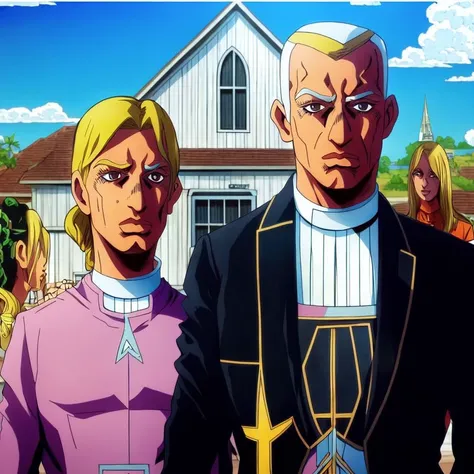 A painting of American Gothic