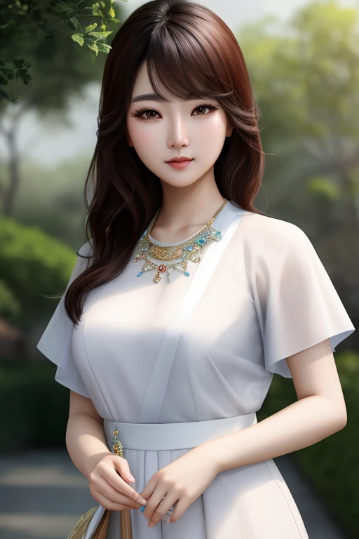 a beautiful korean woman is standing, (masterpiece), (portrait), (raw photo), (extremely detailed CG unity 8k wallpaper) Intricate, Sharp focus, dramatic, photorealistic art