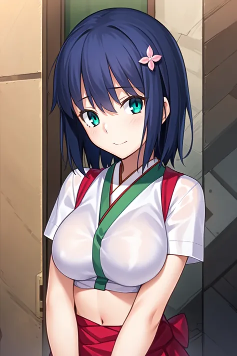 photo of a iom girl, (masterpiece:1.1), (best quality:1.16), (highres:1.1), (ultra_detailed:1.16), 4k, UHD, (pixiv:1.1), (ligne claire:1.2), noise reduced, distinct, vivid, unreal engine, from front, sidelighting, perfect face, detailed face, perfect body, upper body, beautiful eyes, pretty face, (1girl:1.4), (bishoujo:1.2), looking at viewer, cant be this cute, medium-large breast, (bright skin:1.4), young girl, japanese clothes, sakura, navel, long hair, long hair, bob cut, cyan hair, medium breast, (hair ornament), sakazuki, extremely detailed CG unity 8k wallpaper, ((ultra-detailed)), (best illustration), (best shadow), ((an extremely delicate and beautiful)), ((cinematic light)),