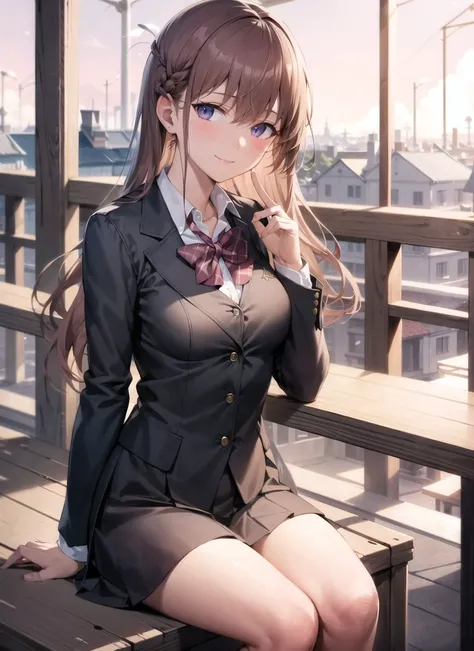 masterpiece, best quality, ultra-detailed, illustration, warm lighting, bright colors,
1girl,solo, school uniform, light smile, sitting,outdoors,
<lora:tyrcaVenusBloodFrontier_v3:0.71>