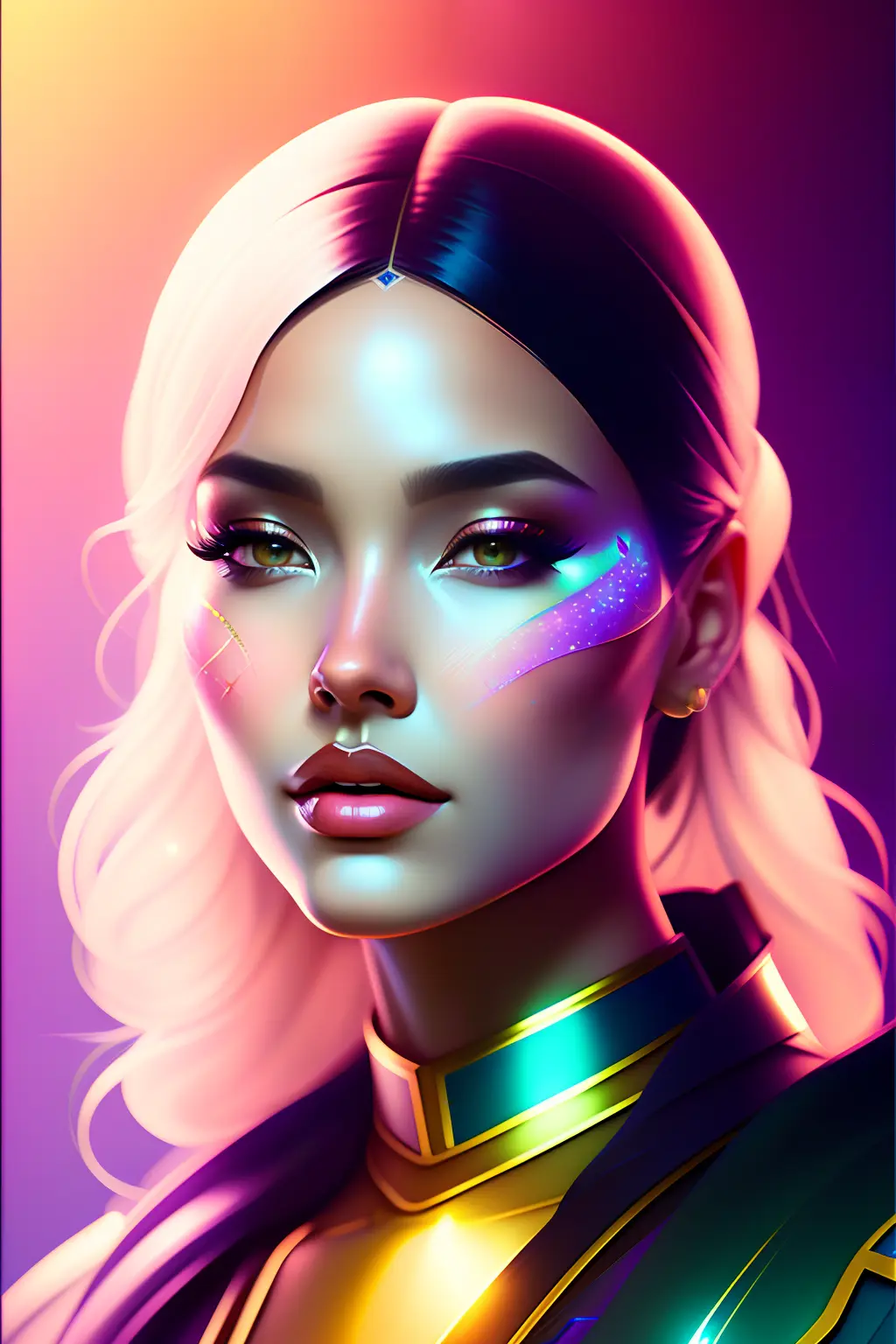 artificial-journey style beautiful female in milky way galaxy, portrait, water everywhere, rainbow, highly detailed, digital painting, artstation, concept art, smooth, sharp focus, illustration, cinematic lighting, art by artgerm and greg rutkowski and alphonse mucha