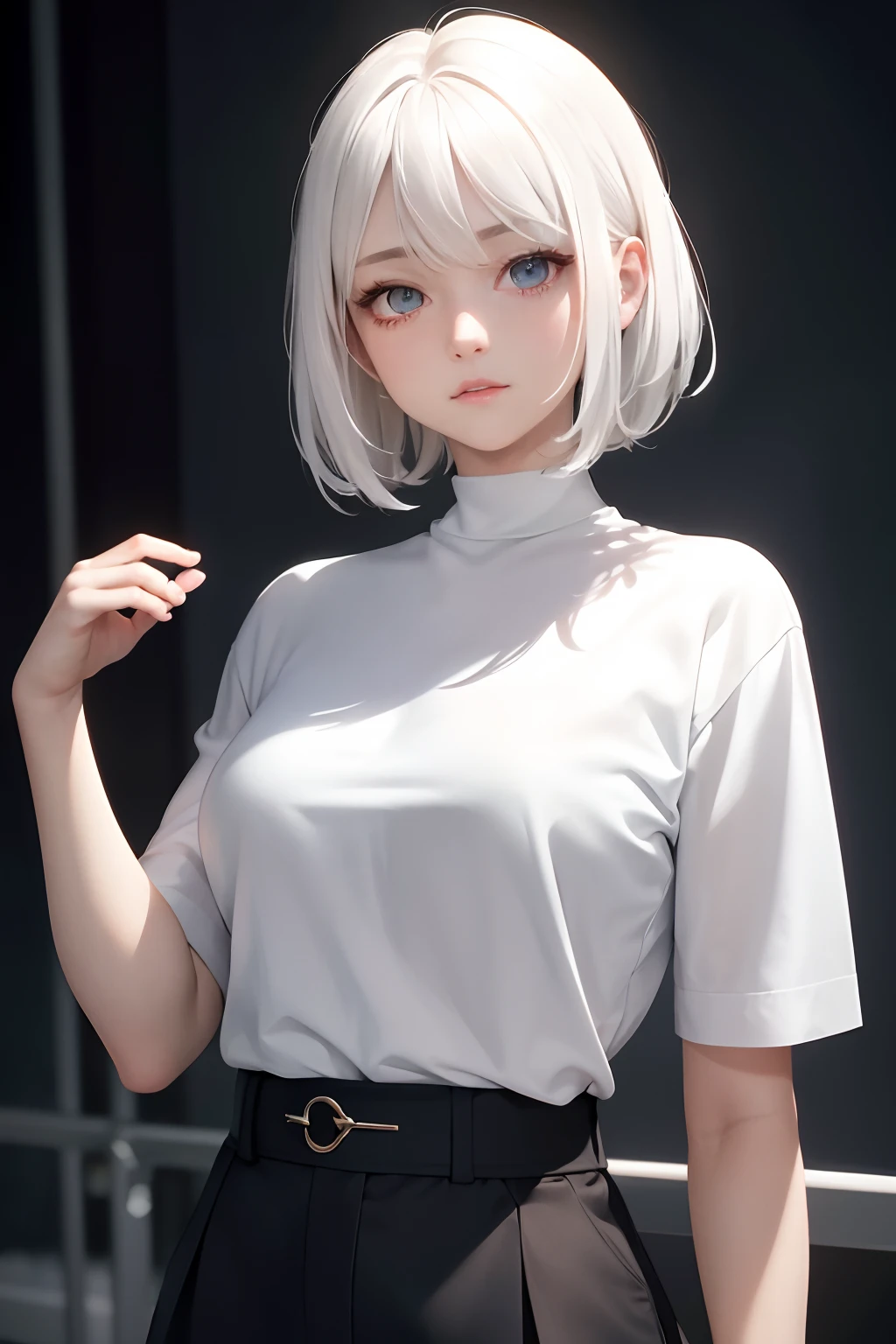 masterpiece,best quality,1girl,upper body,white hair,bright eyes,shirts,