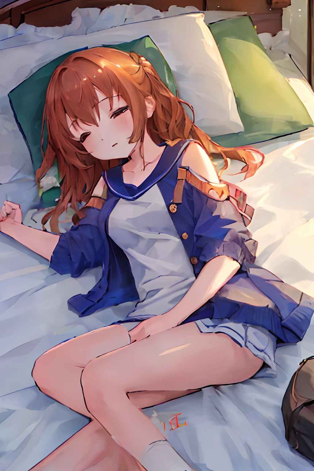 ((masterpiece,best quality)),one girl, 8k ,high resolution, lie on the bed,sunshine, sleep