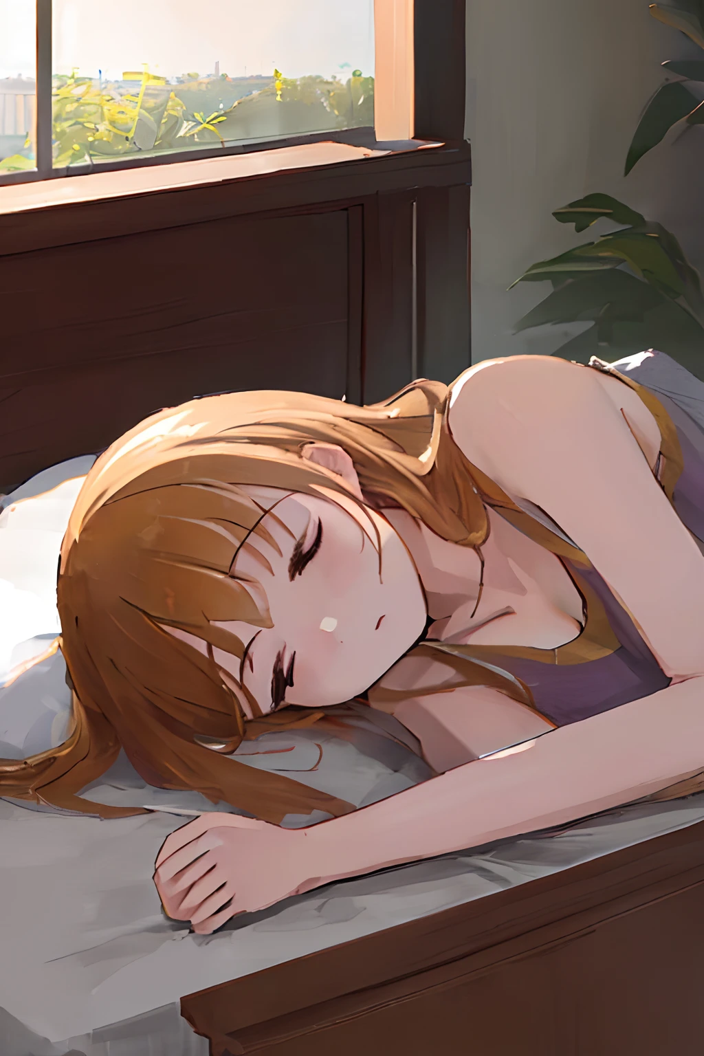 ((masterpiece,best quality)),one girl, 8k ,high resolution, lie on the bed,sunshine, sleep