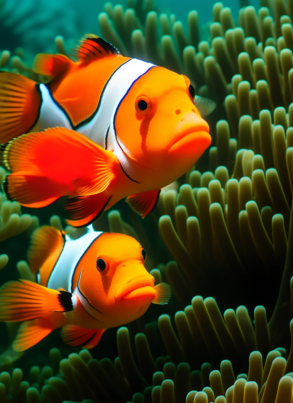 Clown fish, ocean, fantasy, mermaid