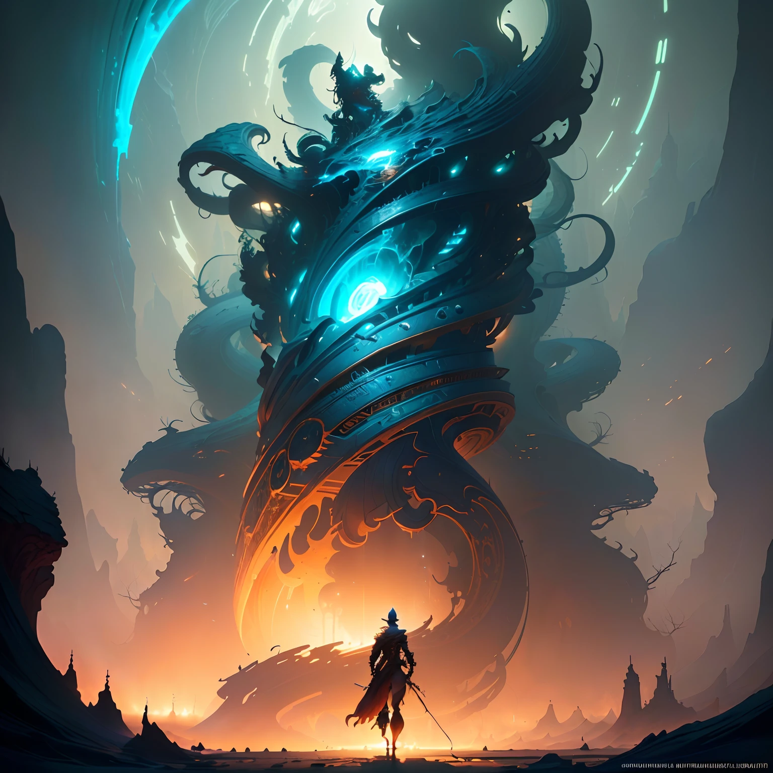 masterpiece, best quality, (extremely detailed CG unity 8k wallpaper), (best quality), (best illustration), (best shadow), absurdres, realistic lighting, (Abyss), beautiful detailed glow, art by PeterMohrBacher,