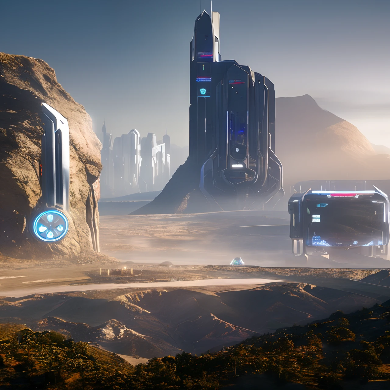 landscape of a futuristic sci fi city, sci fi, ultra realistic, high resolution, city