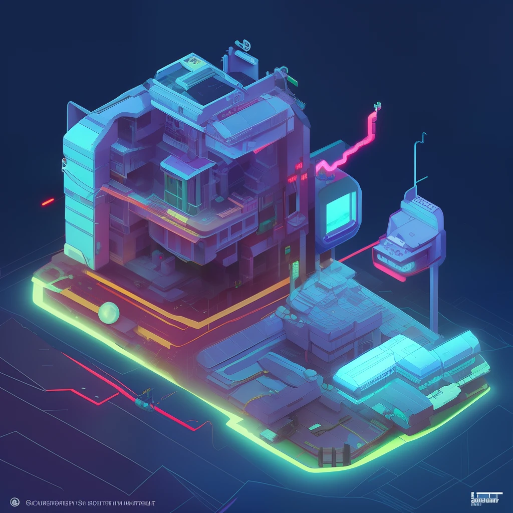 IsometricFuture,  isometric cutaway,Tokyo City, Neon Cyberpunk,thunderstorm, stormy sky, thunderous clouds, night sky, thunderstorm, bad weather, Stormy Weather, Lightning, Depth of Field,  Rim Lighting, Shadows,  octane render, futuristic lighting,  neon colors, unreal engine 5, IsometricFuture